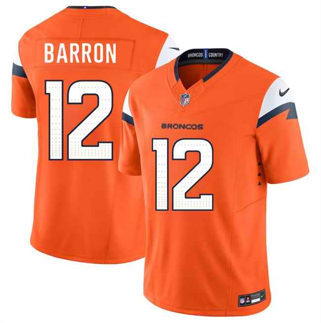 Men's Denver Broncos #12 Jahdae Barron Orange 2025 Draft F.U.S.E. Vapor Limited Stitched Football Jersey